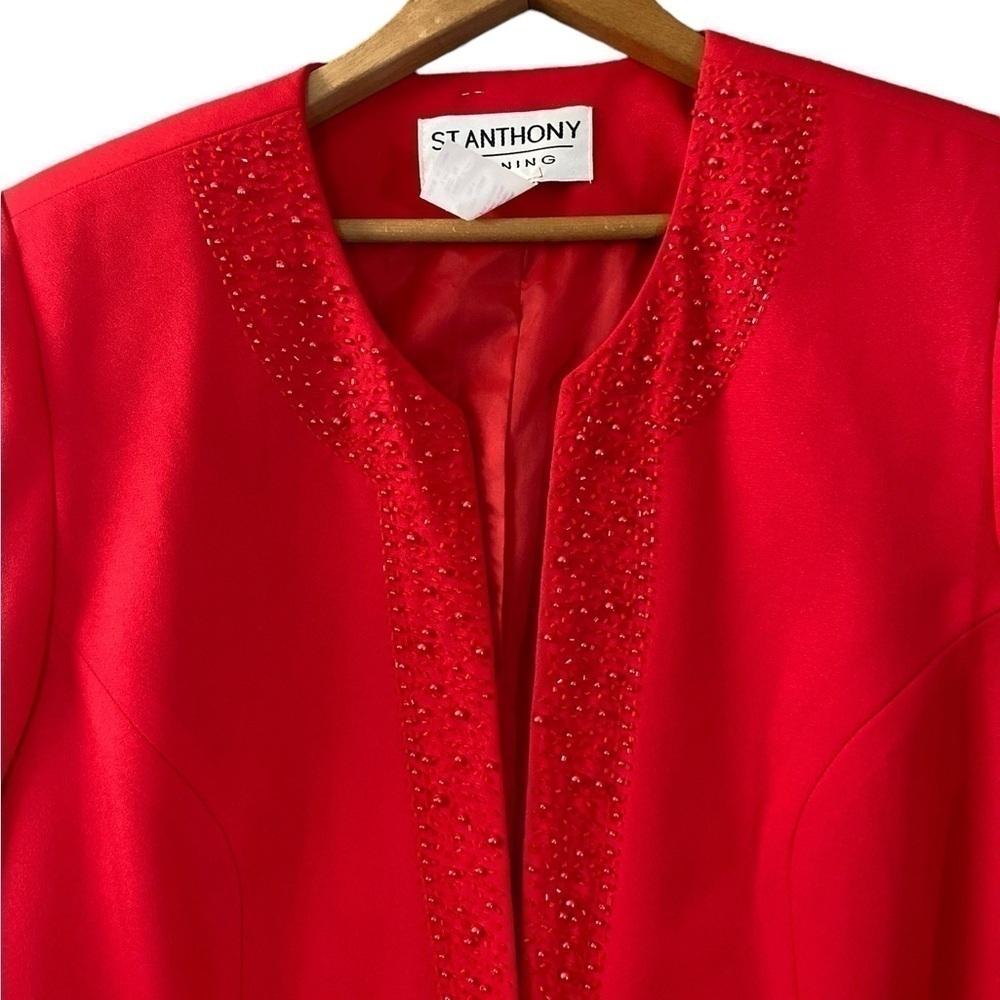 Red blazer, Rhinestones, Sequin, Party dress, Vintage, 80s,